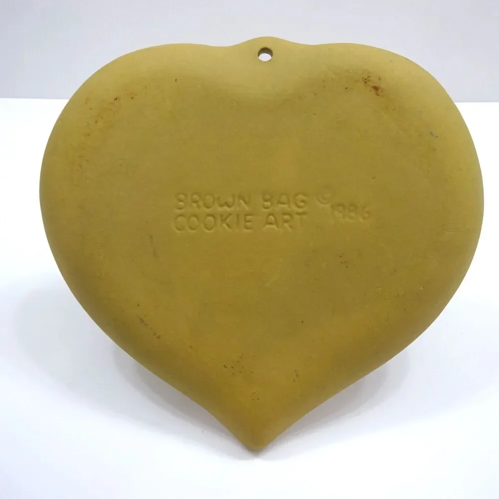 Brown Bag Cookie Art Vintage Heart Cookie Mold Folk Art Floral